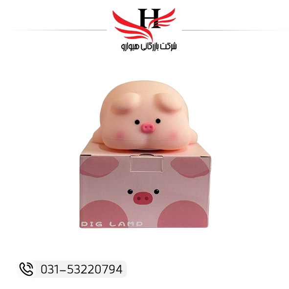 تصویر چراغ خواب سیلیکونی طرح خوک PINK-YH-308